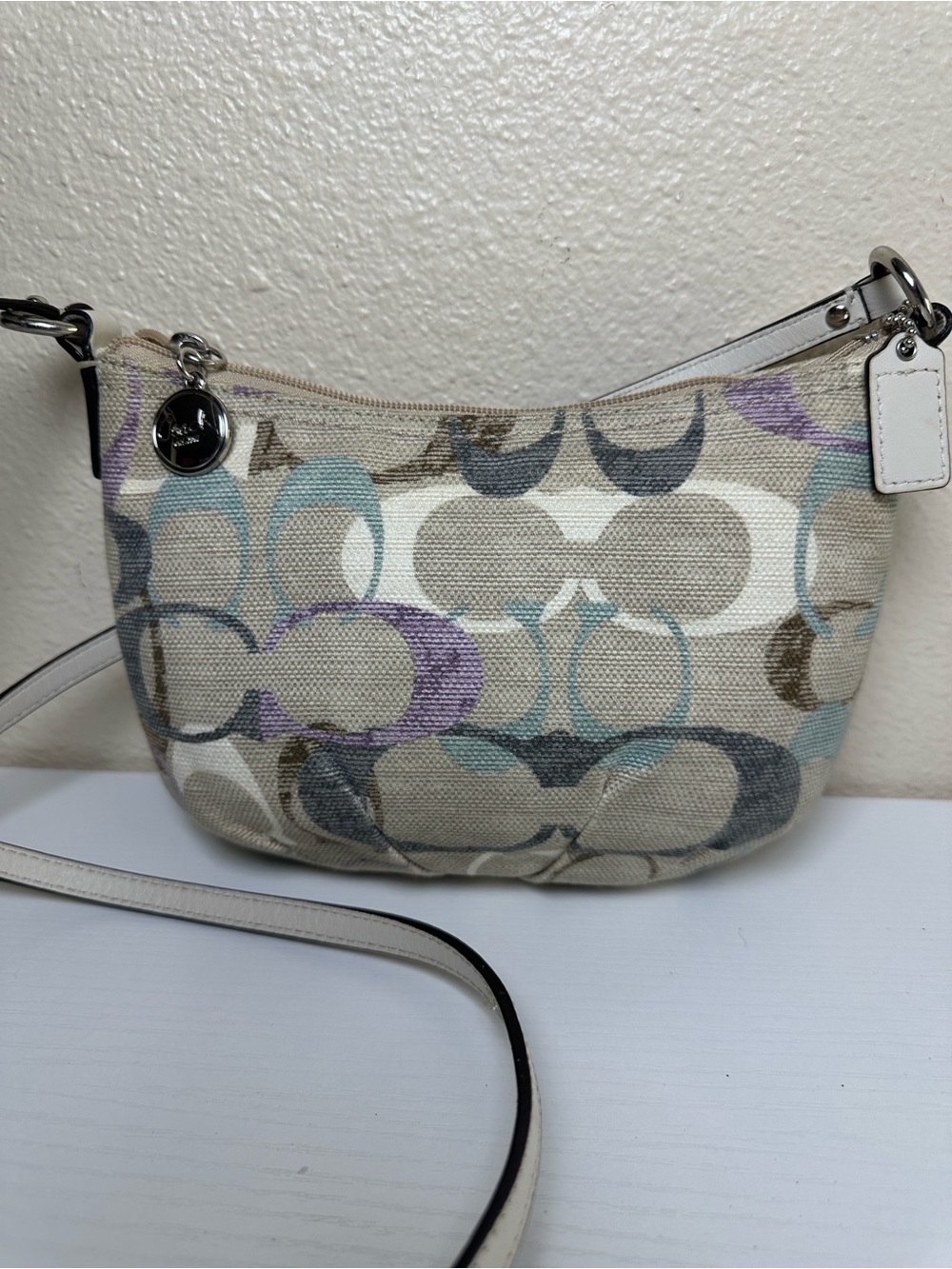 Coach Cream Multi Signature Canvas Crossbody Bag - Picture 9 of 11